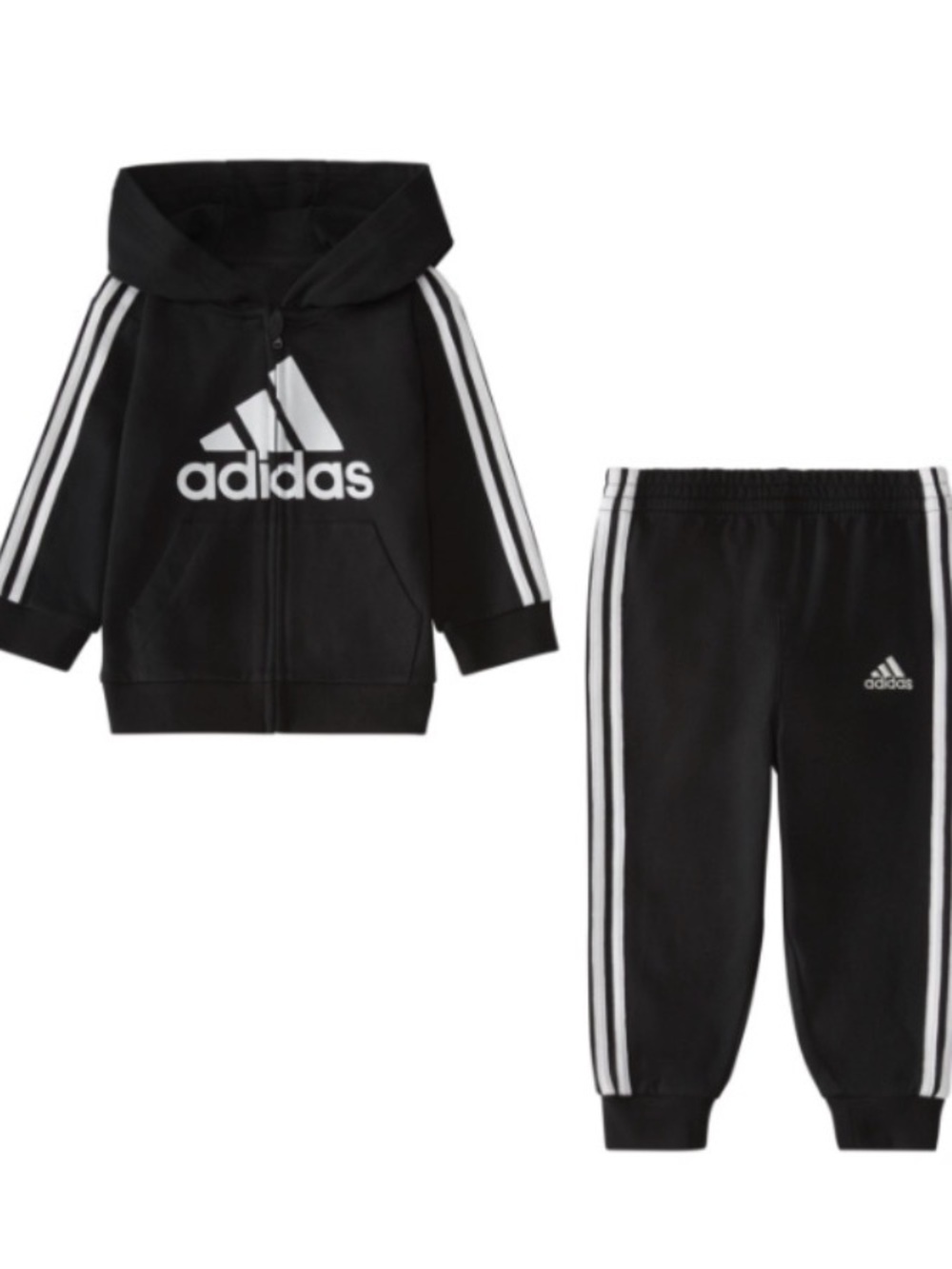 Adidas Black 2-Piece Tracksuit Set Zip Hooded Hoodie & Pants Size 12 Months